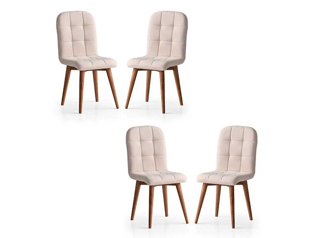 Eetstoel - cream velvet (x4) - afbeelding 2 van  6