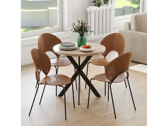 Eettafel 75 x 75 cm rond moderne keukentafel voor 2-4 personen - afbeelding 4 van  5