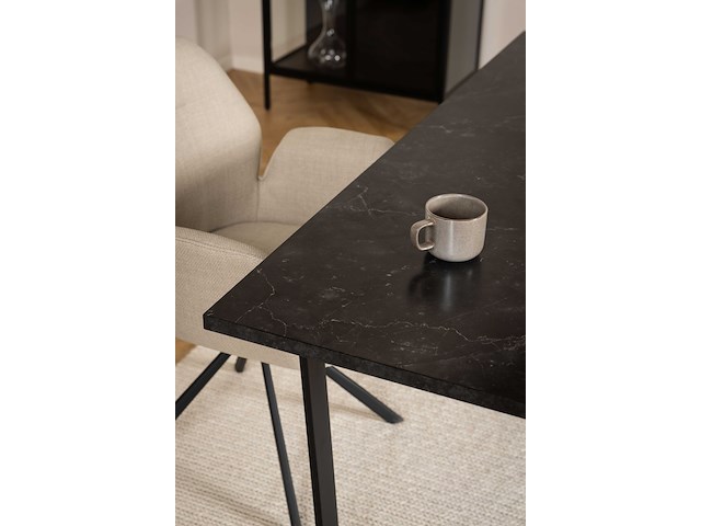 Eettafel amanda 160x90 - marmer/zwart - afbeelding 2 van  7