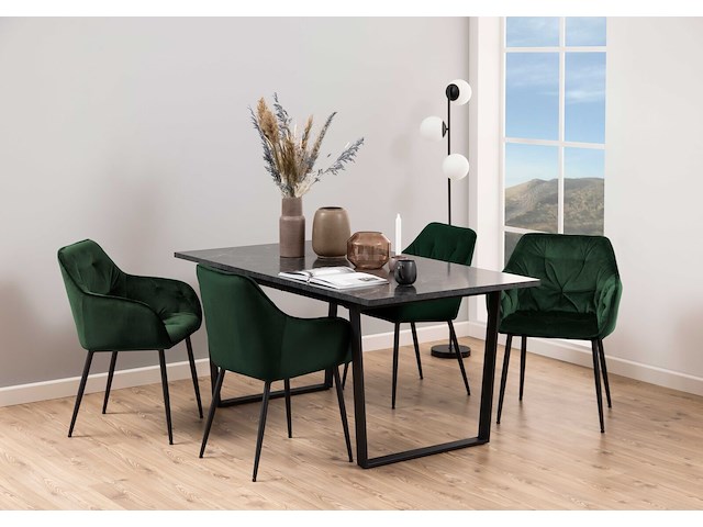 Eettafel amanda 160x90 - marmer/zwart - afbeelding 4 van  7