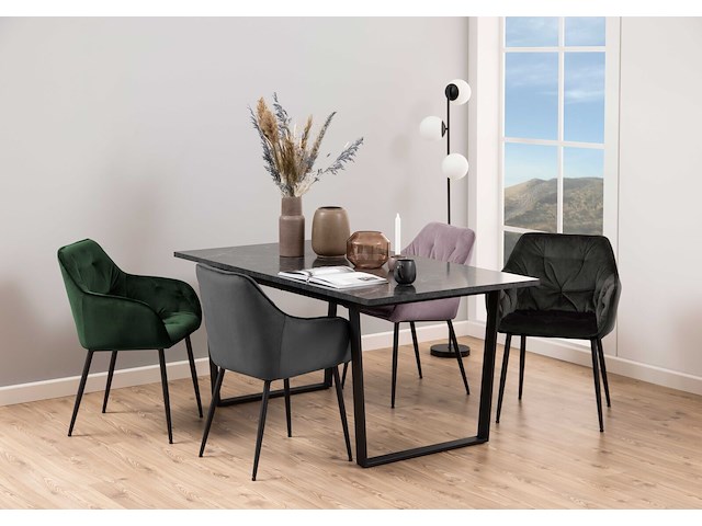 Eettafel amanda 160x90 - marmer/zwart - afbeelding 1 van  7