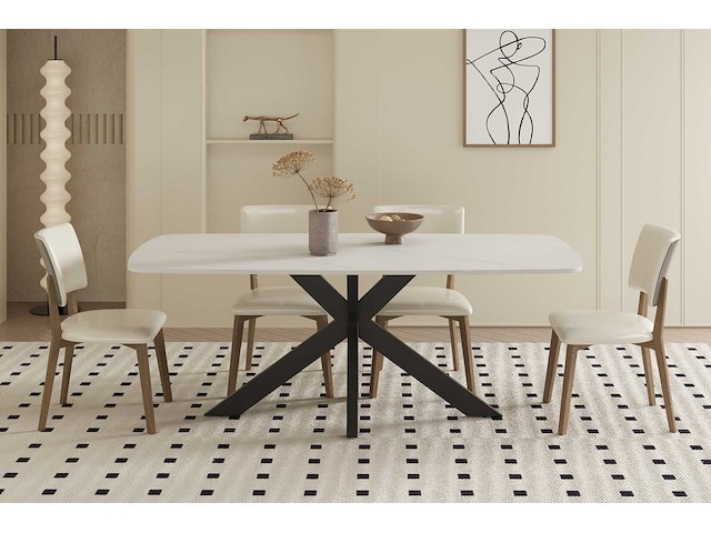 Eettafel apollo | 180 x 90 x 76 cm | stenen design - afbeelding 2 van  7