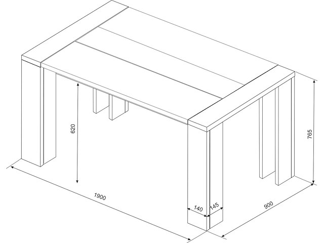 Eettafel ares 90x190 - eik decor - afbeelding 4 van  4