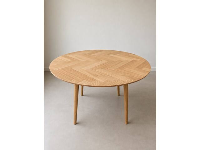 Eettafel diameter 120 eik fineer - afbeelding 3 van  3