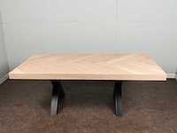 Eettafel eiken visgraat blad 180 x 98 cm - afbeelding 3 van  4