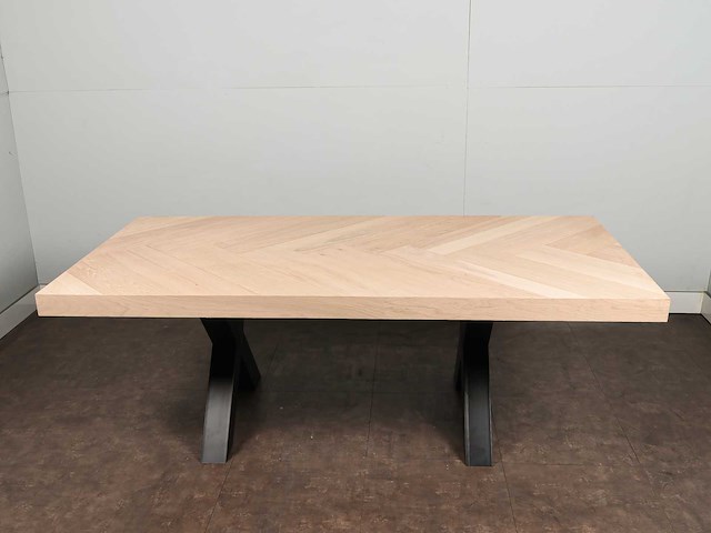 Eettafel eiken visgraat blad 180 x 98 cm - afbeelding 3 van  4