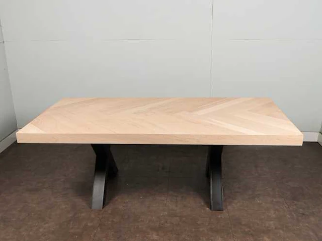 Eettafel eiken visgraat blad 220 x 98 cm - afbeelding 3 van  4