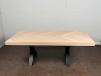 Eettafel eiken visgraat blad 220 x 98 cm - afbeelding 3 van  4