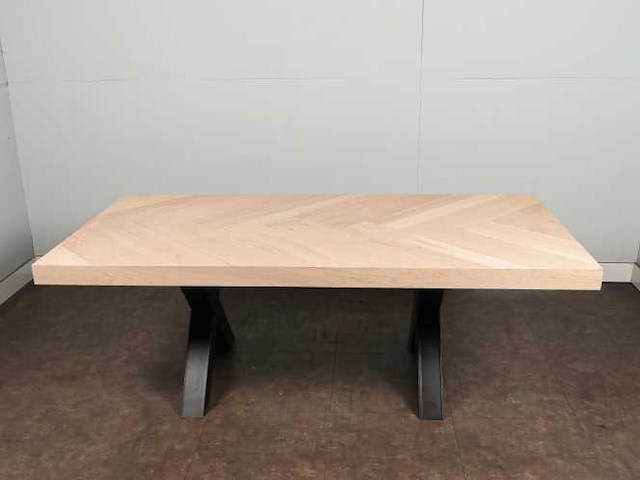 Eettafel eiken visgraat blad 220 x 98 cm - afbeelding 3 van  4