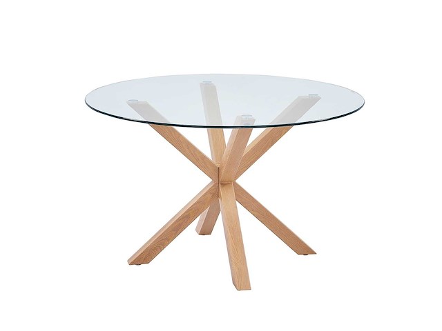 Eettafel hasel 120cm - bruin/glas - afbeelding 1 van  4