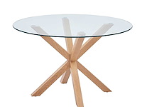 Eettafel hasel 120cm - bruin/glas - afbeelding 1 van  4