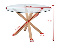 Eettafel hasel 120cm - bruin/glas - afbeelding 2 van  4