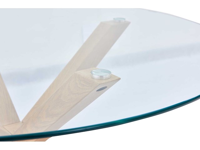 Eettafel hasel 120cm - bruin/glas - afbeelding 4 van  4