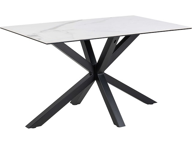 Eettafel hennie - 135x80x75,5cm - keramisch blad - wit marmer - afbeelding 1 van  7