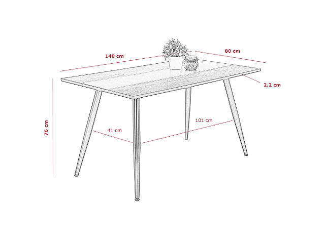 Eettafel jamina 140x80 cm-beton/zwart - afbeelding 3 van  3