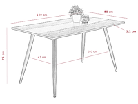 Eettafel jamina 140x80 cm-beton/zwart - afbeelding 3 van  3