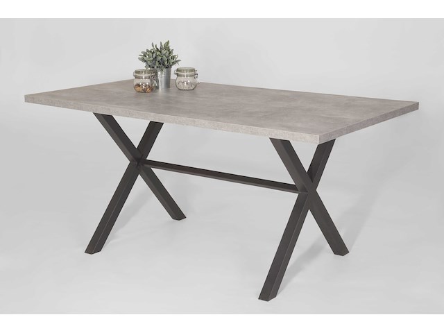Eettafel kijara 160x90 cm-betonlook/antraciet - afbeelding 1 van  3