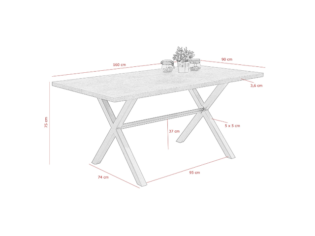 Eettafel kijara 160x90 cm-betonlook/antraciet - afbeelding 3 van  3