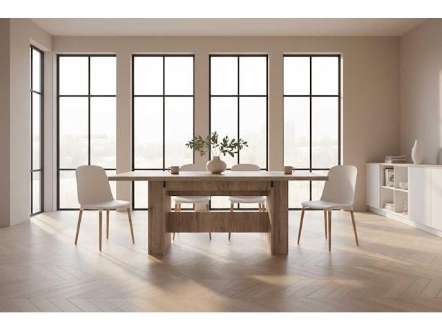 Eettafel lianna 160/320x90 cm-zandkleurige eik - afbeelding 1 van  7