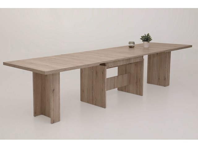 Eettafel lianna 160/320x90 cm-zandkleurige eik - afbeelding 2 van  7
