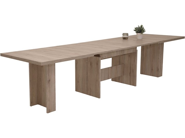 Eettafel lianna 160/320x90 cm-zandkleurige eik - afbeelding 3 van  7