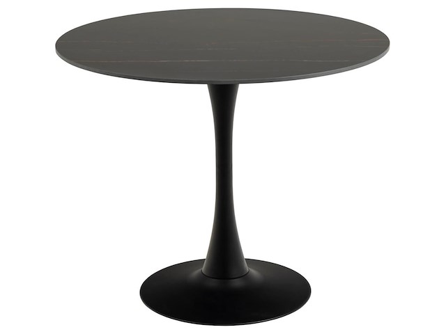 Eettafel malta - 90x75cm - keramiek en staal - zwart marmer - afbeelding 1 van  7