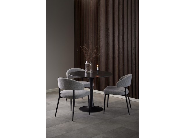 Eettafel malta - 90x75cm - keramiek en staal - zwart marmer - afbeelding 2 van  7