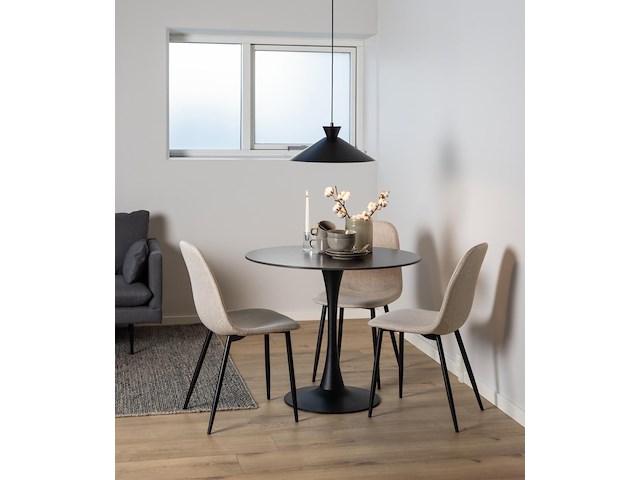 Eettafel malta - 90x75cm - keramiek en staal - zwart marmer - afbeelding 3 van  7