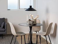 Eettafel malta - 90x75cm - keramiek en staal - zwart marmer - afbeelding 3 van  7