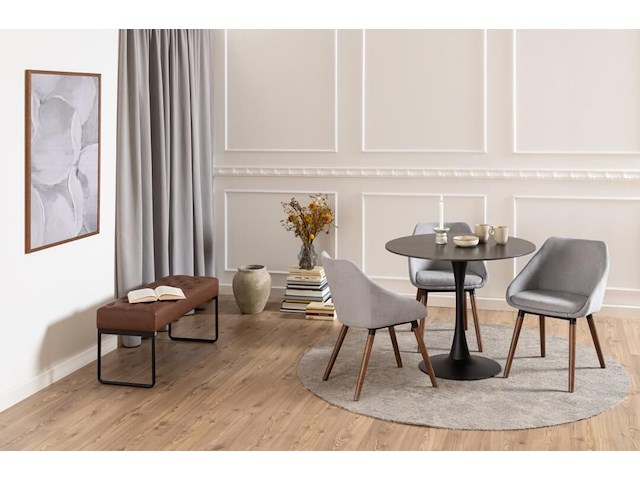 Eettafel malta - 90x75cm - keramiek en staal - zwart marmer - afbeelding 5 van  7