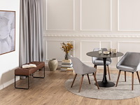 Eettafel malta - 90x75cm - keramiek en staal - zwart marmer - afbeelding 5 van  7