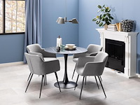Eettafel malta - 90x75cm - keramiek en staal - zwart marmer - afbeelding 6 van  7