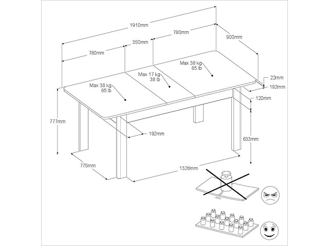 Eettafel porto 138x80cm - eikdecor - afbeelding 3 van  10