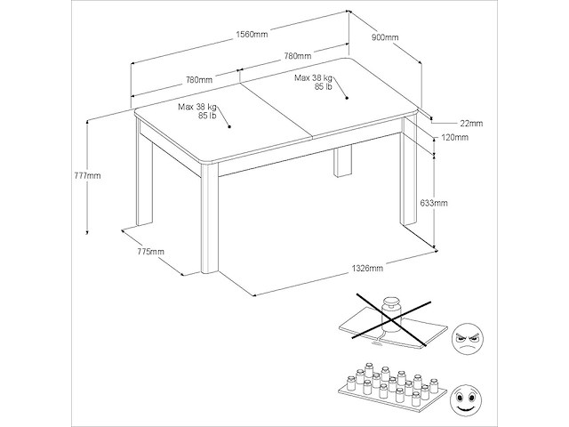 Eettafel porto 138x80cm - eikdecor - afbeelding 4 van  10