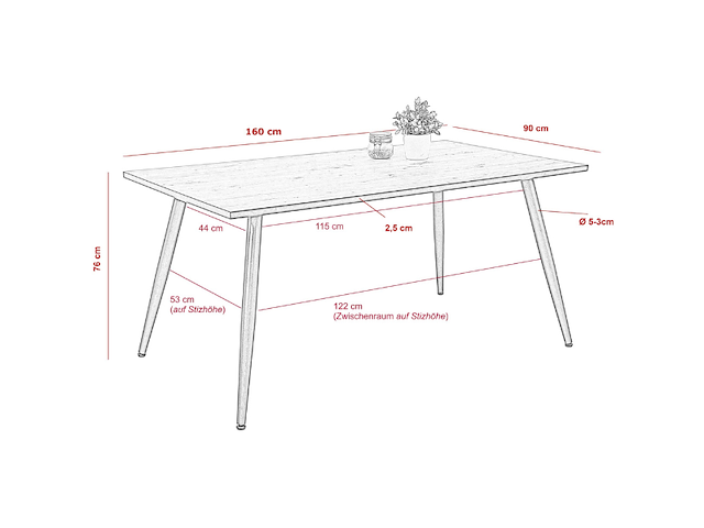 Eettafel sinba 160x90 cm-oldwood - afbeelding 3 van  3