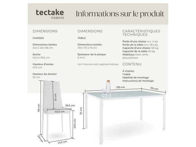 Eettafelstoel wit/wit (x6) - afbeelding 3 van  5