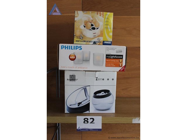 Eierkoker princess, led kaarsen set philips mylightaccent, decoratieve kom berghoff zeno, werking niet gekend - afbeelding 1 van  2
