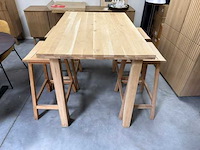 Eik bartafel met 4 teak krukken - afbeelding 1 van  5