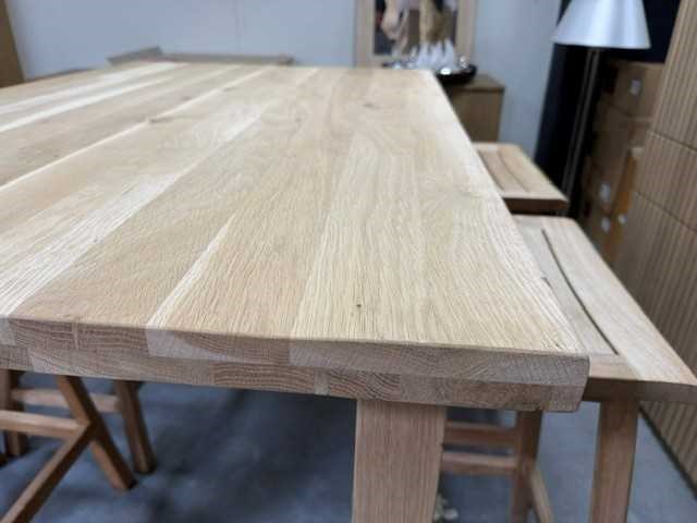Eik bartafel met 4 teak krukken - afbeelding 2 van  5