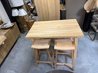 Eik bartafel met 4 teak krukken - afbeelding 3 van  5