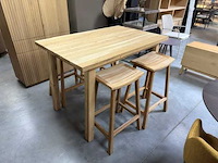 Eik bartafel met 4 teak krukken - afbeelding 4 van  5