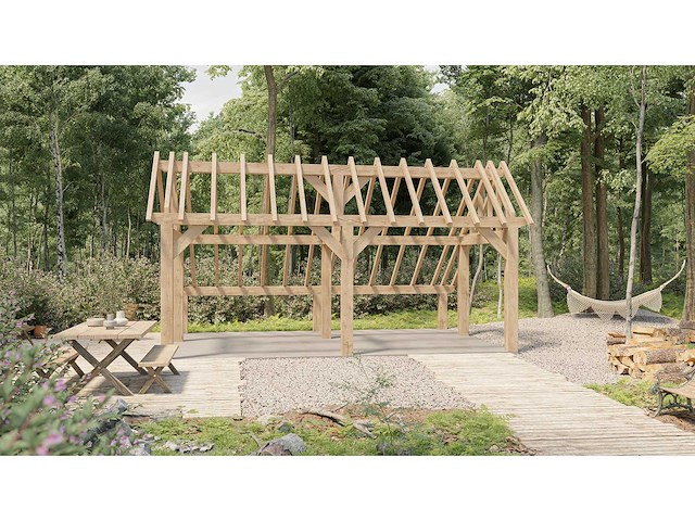 Eiken kap-schuur/poolhouse 4x6 - afbeelding 1 van  19