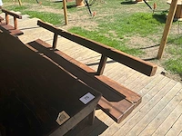 Eiken tafel + bank - afbeelding 3 van  4