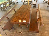 Eiken tafel + bank - afbeelding 2 van  4