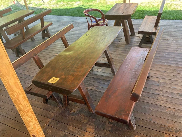 Eiken tafel + bank - afbeelding 3 van  4