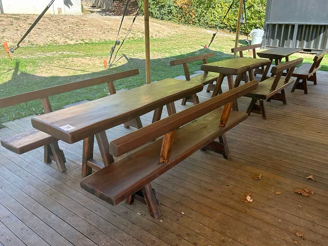 Eiken tafel + bank - afbeelding 1 van  5