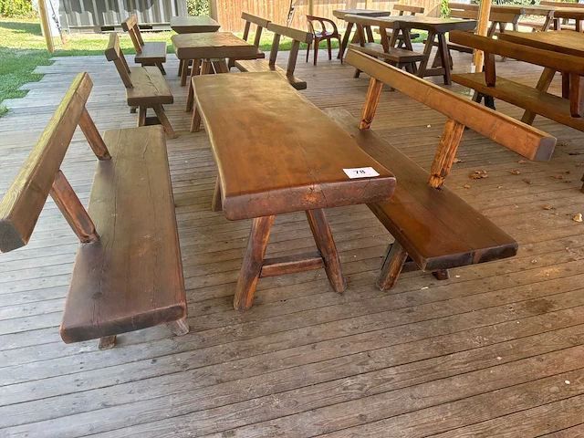 Eiken tafel + bank - afbeelding 3 van  5