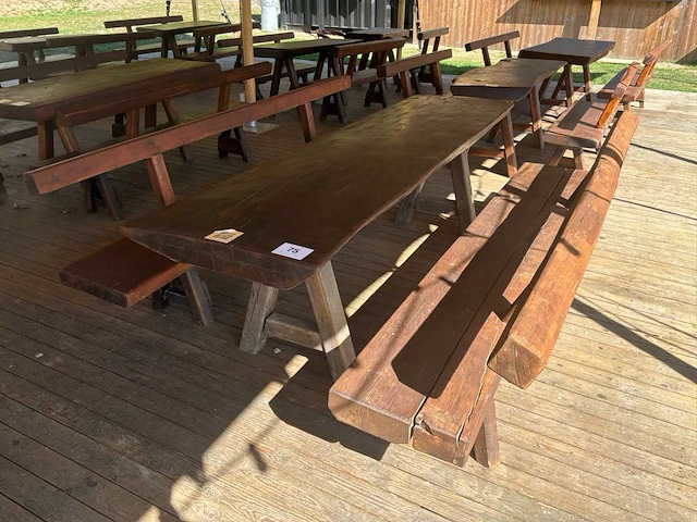 Eiken tafel + bank - afbeelding 1 van  4