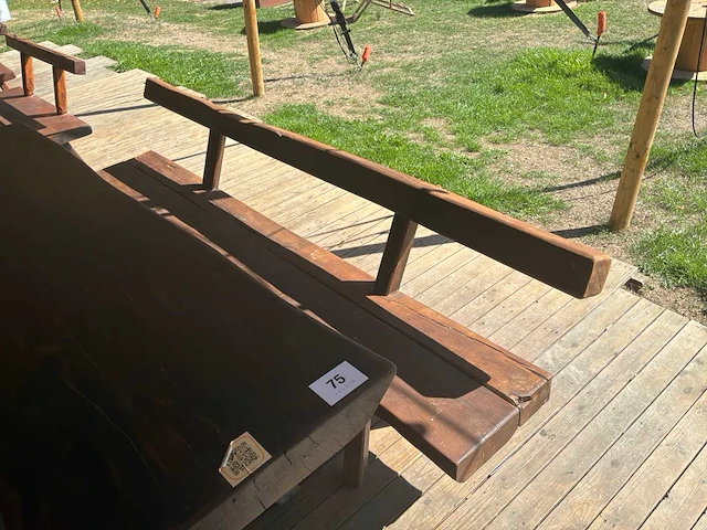 Eiken tafel + bank - afbeelding 3 van  4