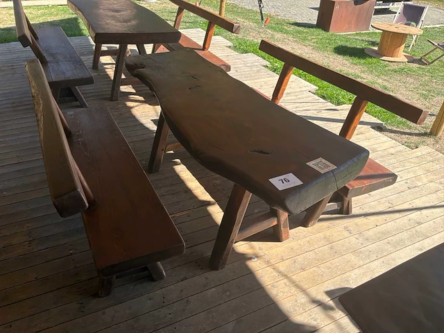 Eiken tafel + bank - afbeelding 2 van  3